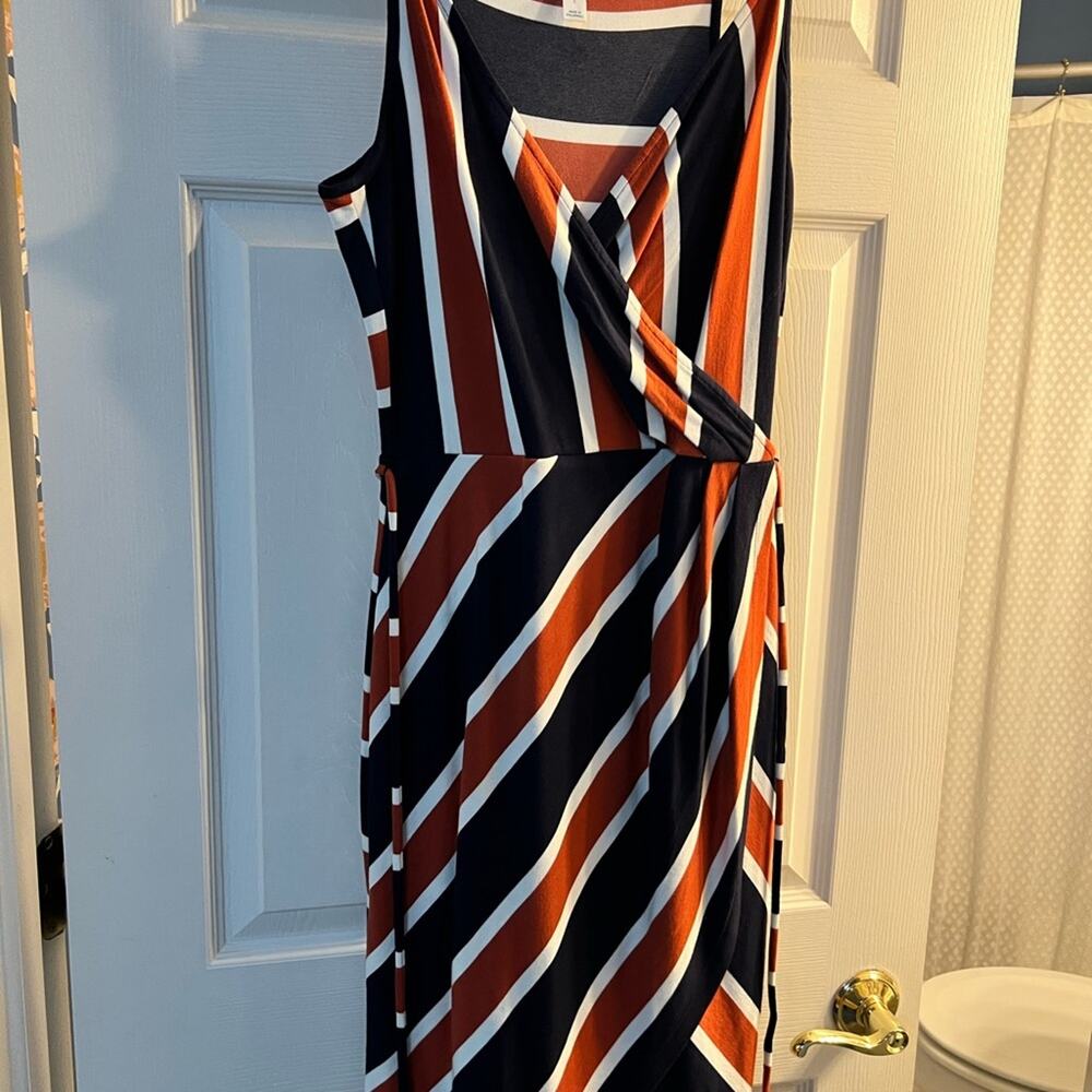 Market & Spruce Blue and Orange Asymmetrical Wrap Sundress (L)